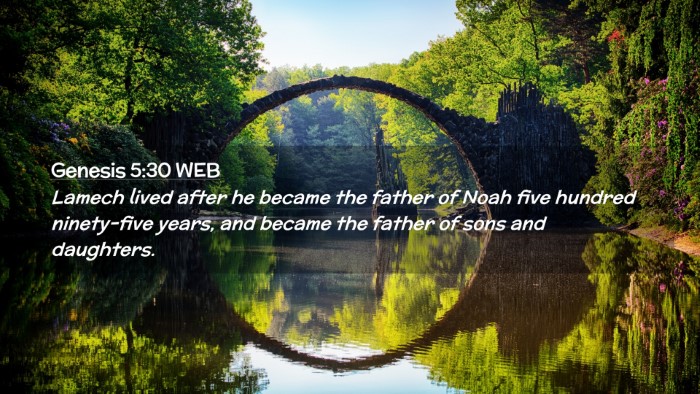 Picture 02 - Genesis 5:30 WEB Desktop Wallpaper - Lamech lived after he became the father of Noah - Desktop Bible Verse Wallpaper