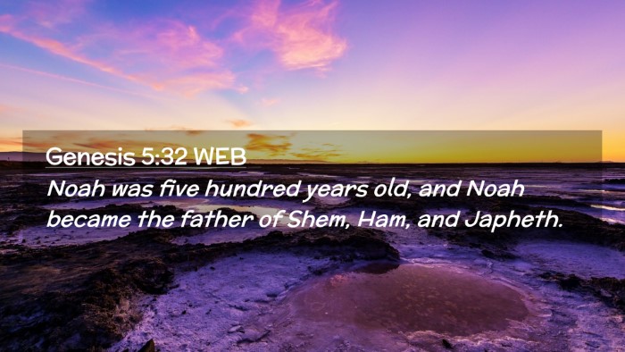Picture 02 - Genesis 5:32 WEB Desktop Wallpaper - Noah was five hundred years old, and Noah became - Desktop Bible Verse Wallpaper