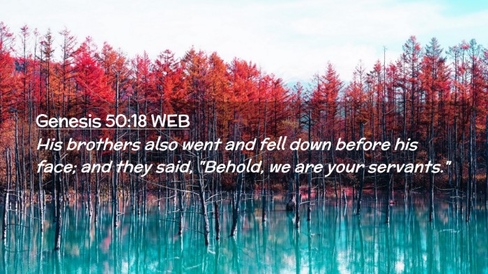 Picture 02 - Genesis 50:18 WEB Desktop Wallpaper - His brothers also went and fell down before his - Desktop Bible Verse Wallpaper