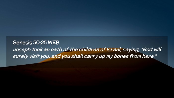 Picture 02 - Genesis 50:25 WEB Desktop Wallpaper - Joseph took an oath of the children of Israel, - Desktop Bible Verse Wallpaper