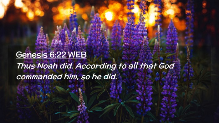Picture 02 - Genesis 6:22 WEB Desktop Wallpaper - Thus Noah did. According to all that God - Desktop Bible Verse Wallpaper
