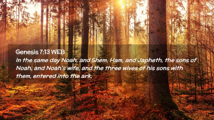 Picture 02 - Genesis 7:13 WEB Desktop Wallpaper - In the same day Noah, and Shem, Ham, and Japheth, - Desktop Bible Verse Wallpaper