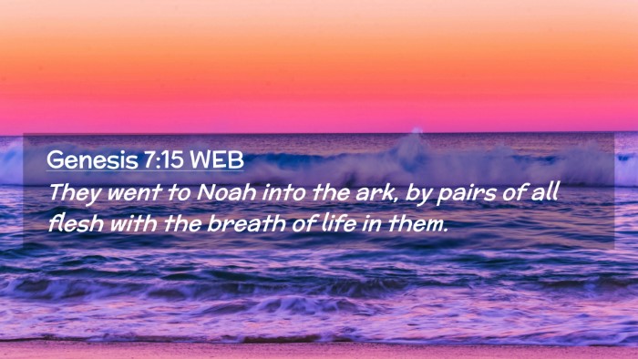 Picture 02 - Genesis 7:15 WEB Desktop Wallpaper - They went to Noah into the ark, by pairs of all - Desktop Bible Verse Wallpaper
