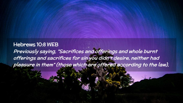 Picture 02 - Hebrews 10:8 WEB Desktop Wallpaper - Previously saying, 