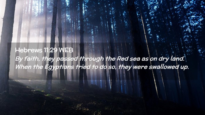 Picture 02 - Hebrews 11:29 WEB Desktop Wallpaper - By faith, they passed through the Red sea as on - Desktop Bible Verse Wallpaper