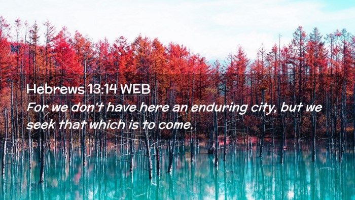 Picture 02 - Hebrews 13:14 WEB Desktop Wallpaper - For we don't have here an enduring city, but we - Desktop Bible Verse Wallpaper