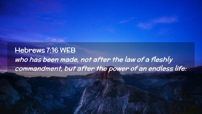Picture 02 - Hebrews 7:16 WEB Desktop Wallpaper - who has been made, not after the law of a fleshly - Desktop Bible Verse Wallpaper