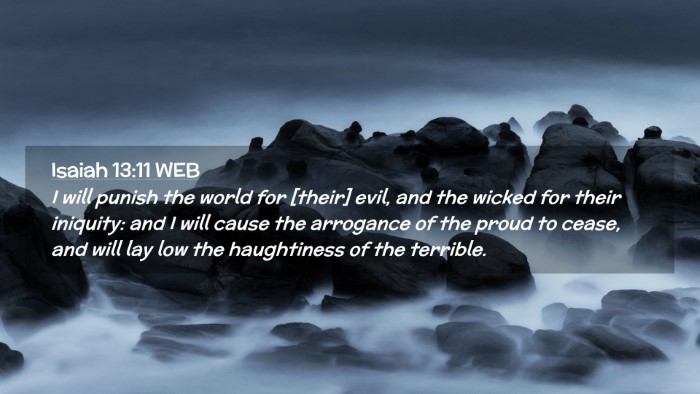 Picture 02 - Isaiah 13:11 WEB Desktop Wallpaper - I will punish the world for [their] evil, and the - Desktop Bible Verse Wallpaper