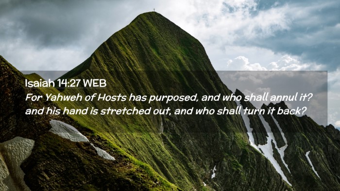 Picture 02 - Isaiah 14:27 WEB Desktop Wallpaper - For Yahweh of Hosts has purposed, and who shall - Desktop Bible Verse Wallpaper