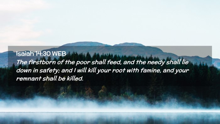 Picture 02 - Isaiah 14:30 WEB Desktop Wallpaper - The firstborn of the poor shall feed, and the - Desktop Bible Verse Wallpaper