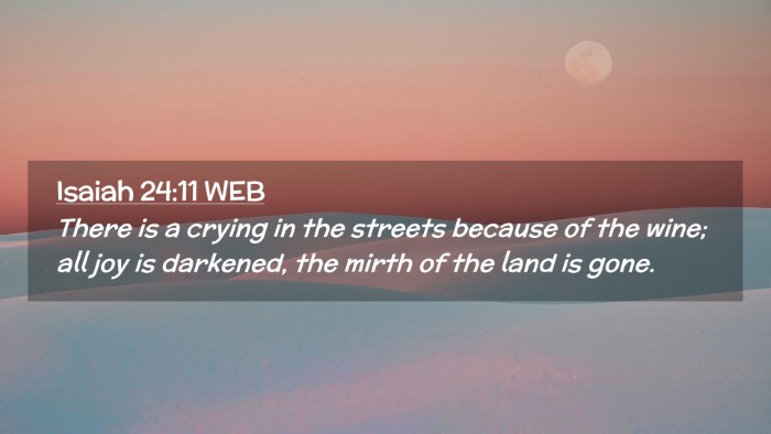 Picture 02 - Isaiah 24:11 WEB Desktop Wallpaper - There is a crying in the streets because of the - Desktop Bible Verse Wallpaper