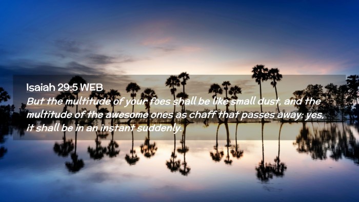 Picture 02 - Isaiah 29:5 WEB Desktop Wallpaper - But the multitude of your foes shall be like - Desktop Bible Verse Wallpaper