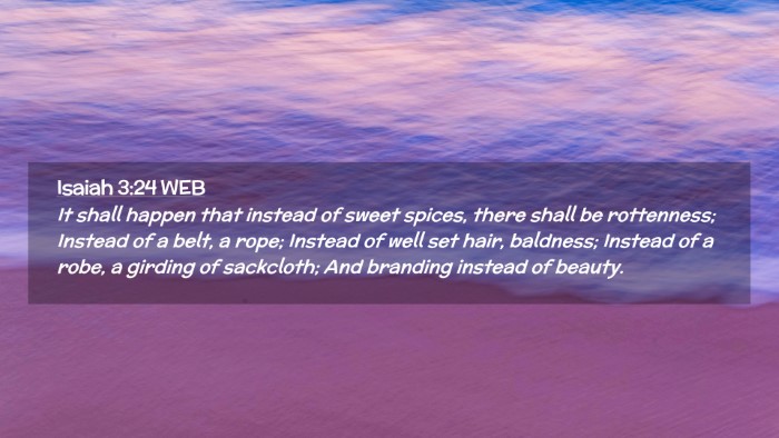 Picture 02 - Isaiah 3:24 WEB Desktop Wallpaper - It shall happen that instead of sweet spices, - Desktop Bible Verse Wallpaper