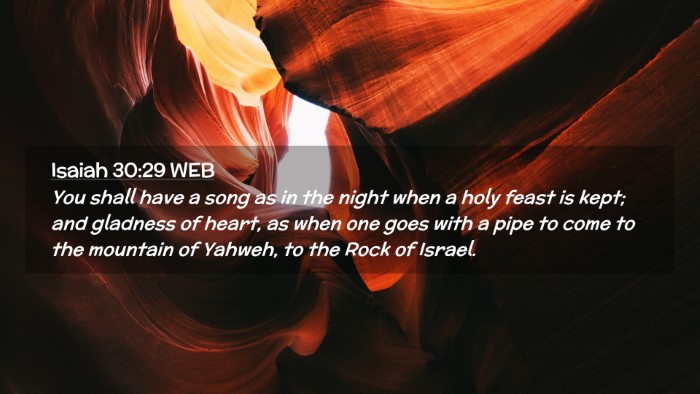 Picture 02 - Isaiah 30:29 WEB Desktop Wallpaper - You shall have a song as in the night when a holy - Desktop Bible Verse Wallpaper