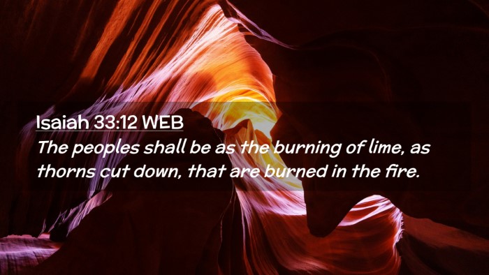 Picture 02 - Isaiah 33:12 WEB Desktop Wallpaper - The peoples shall be as the burning of lime, as - Desktop Bible Verse Wallpaper