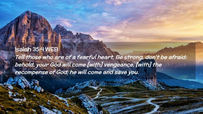 Picture 02 - Isaiah 35:4 WEB Desktop Wallpaper - Tell those who are of a fearful heart, Be strong, - Desktop Bible Verse Wallpaper