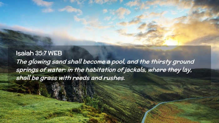 Picture 02 - Isaiah 35:7 WEB Desktop Wallpaper - The glowing sand shall become a pool, and the - Desktop Bible Verse Wallpaper