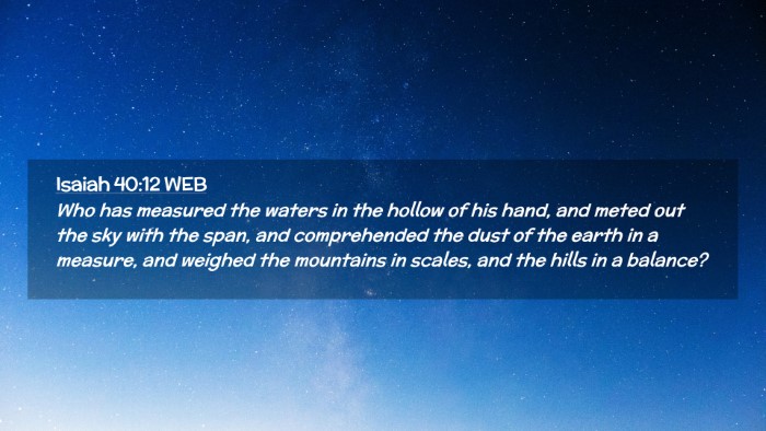 Picture 02 - Isaiah 40:12 WEB Desktop Wallpaper - Who has measured the waters in the hollow of his - Desktop Bible Verse Wallpaper