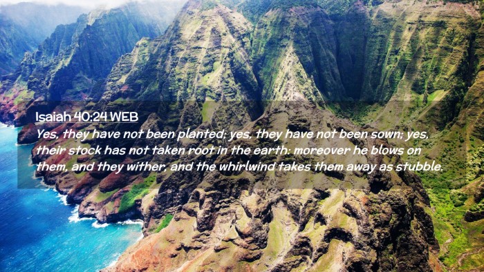 Picture 02 - Isaiah 40:24 WEB Desktop Wallpaper - Yes, they have not been planted; yes, they have - Desktop Bible Verse Wallpaper