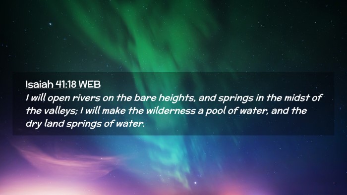 Picture 02 - Isaiah 41:18 WEB Desktop Wallpaper - I will open rivers on the bare heights, and - Desktop Bible Verse Wallpaper
