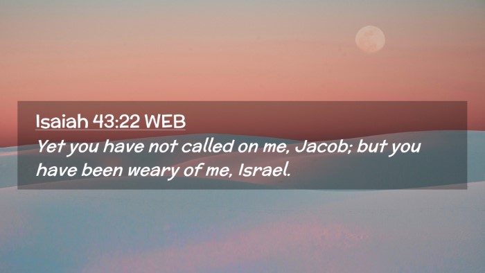 Picture 02 - Isaiah 43:22 WEB Desktop Wallpaper - Yet you have not called on me, Jacob; but you - Desktop Bible Verse Wallpaper