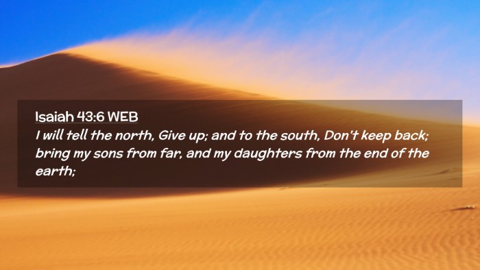 Picture 02 - Isaiah 43:6 WEB Desktop Wallpaper - I will tell the north, Give up; and to the south, - Desktop Bible Verse Wallpaper