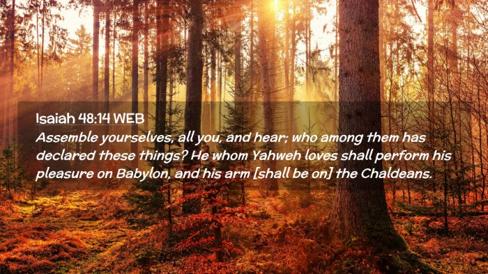 Picture 02 - Isaiah 48:14 WEB Desktop Wallpaper - Assemble yourselves, all you, and hear; who among - Desktop Bible Verse Wallpaper