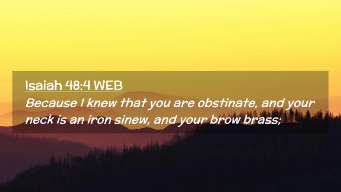 Picture 02 - Isaiah 48:4 WEB Desktop Wallpaper - Because I knew that you are obstinate, and your - Desktop Bible Verse Wallpaper