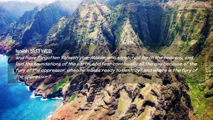 Picture 02 - Isaiah 51:13 WEB Desktop Wallpaper - and have forgotten Yahweh your Maker, who - Desktop Bible Verse Wallpaper