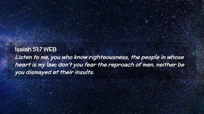 Picture 02 - Isaiah 51:7 WEB Desktop Wallpaper - Listen to me, you who know righteousness, the - Desktop Bible Verse Wallpaper