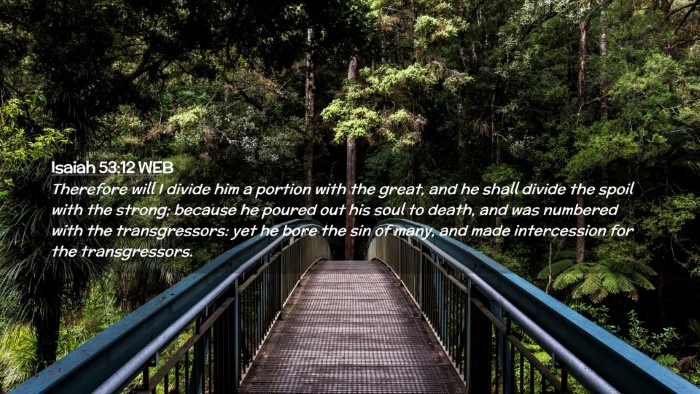 Picture 02 - Isaiah 53:12 WEB Desktop Wallpaper - Therefore will I divide him a portion with the - Desktop Bible Verse Wallpaper