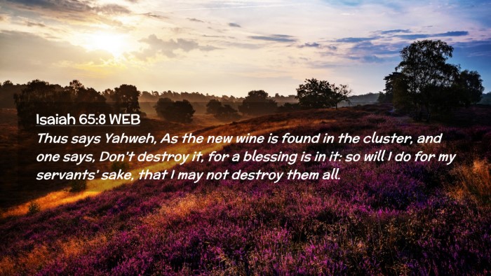 Picture 02 - Isaiah 65:8 WEB Desktop Wallpaper - Thus says Yahweh, As the new wine is found in the - Desktop Bible Verse Wallpaper