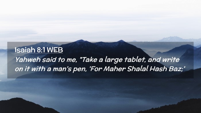 Picture 02 - Isaiah 8:1 WEB Desktop Wallpaper - Yahweh said to me, 