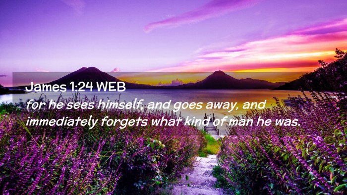 Picture 02 - James 1:24 WEB Desktop Wallpaper - for he sees himself, and goes away, and - Desktop Bible Verse Wallpaper