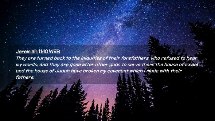Picture 02 - Jeremiah 11:10 WEB Desktop Wallpaper - They are turned back to the iniquities of their - Desktop Bible Verse Wallpaper