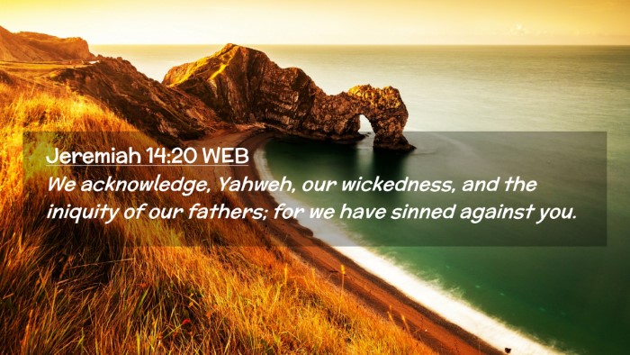 Picture 02 - Jeremiah 14:20 WEB Desktop Wallpaper - We acknowledge, Yahweh, our wickedness, and the - Desktop Bible Verse Wallpaper
