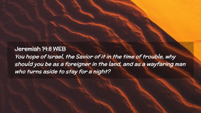 Picture 02 - Jeremiah 14:8 WEB Desktop Wallpaper - You hope of Israel, the Savior of it in the time - Desktop Bible Verse Wallpaper