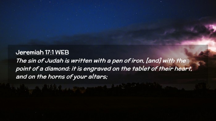 Picture 02 - Jeremiah 17:1 WEB Desktop Wallpaper - The sin of Judah is written with a pen of iron, - Desktop Bible Verse Wallpaper