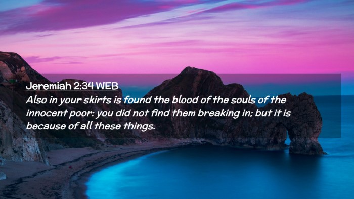 Picture 02 - Jeremiah 2:34 WEB Desktop Wallpaper - Also in your skirts is found the blood of the - Desktop Bible Verse Wallpaper