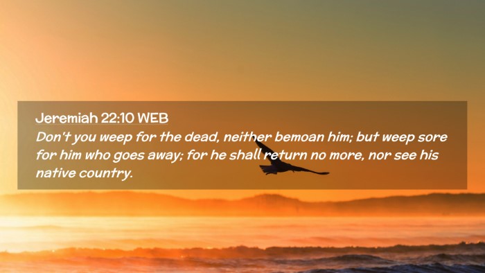 Picture 02 - Jeremiah 22:10 WEB Desktop Wallpaper - Don't you weep for the dead, neither bemoan him; - Desktop Bible Verse Wallpaper