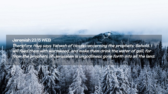 Picture 02 - Jeremiah 23:15 WEB Desktop Wallpaper - Therefore thus says Yahweh of Hosts concerning - Desktop Bible Verse Wallpaper