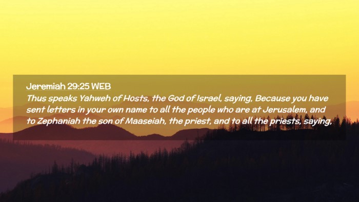 Picture 02 - Jeremiah 29:25 WEB Desktop Wallpaper - Thus speaks Yahweh of Hosts, the God of Israel, - Desktop Bible Verse Wallpaper