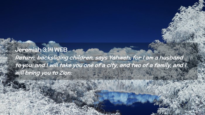 Picture 02 - Jeremiah 3:14 WEB Desktop Wallpaper - Return, backsliding children, says Yahweh; for I - Desktop Bible Verse Wallpaper