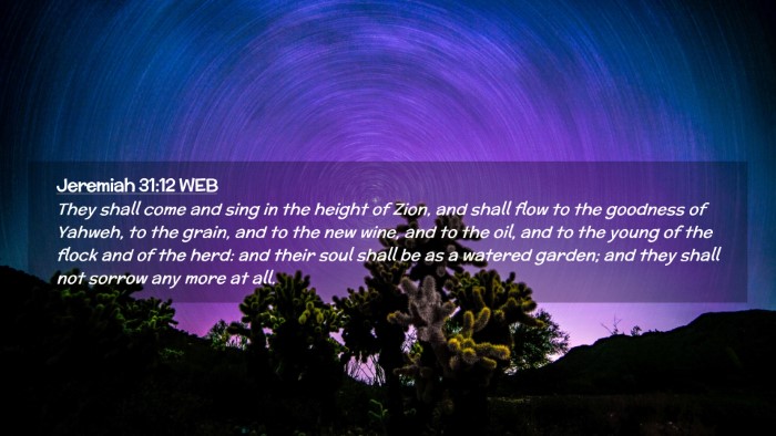 Picture 02 - Jeremiah 31:12 WEB Desktop Wallpaper - They shall come and sing in the height of Zion, - Desktop Bible Verse Wallpaper