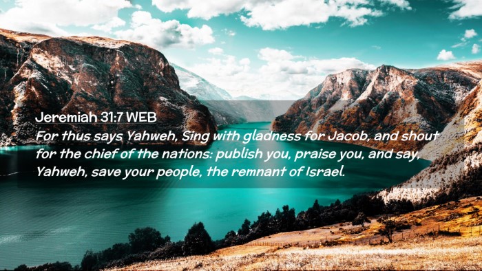 Picture 02 - Jeremiah 31:7 WEB Desktop Wallpaper - For thus says Yahweh, Sing with gladness for - Desktop Bible Verse Wallpaper