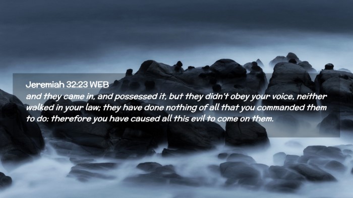 Picture 02 - Jeremiah 32:23 WEB Desktop Wallpaper - and they came in, and possessed it, but they - Desktop Bible Verse Wallpaper