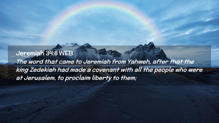 Picture 02 - Jeremiah 34:8 WEB Desktop Wallpaper - The word that came to Jeremiah from Yahweh, after - Desktop Bible Verse Wallpaper