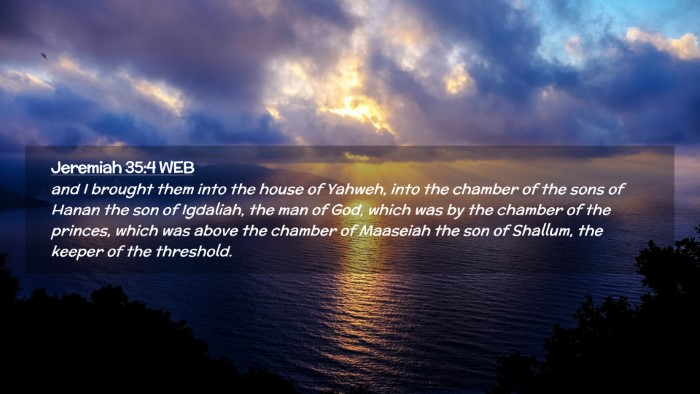 Picture 02 - Jeremiah 35:4 WEB Desktop Wallpaper - and I brought them into the house of Yahweh, into - Desktop Bible Verse Wallpaper