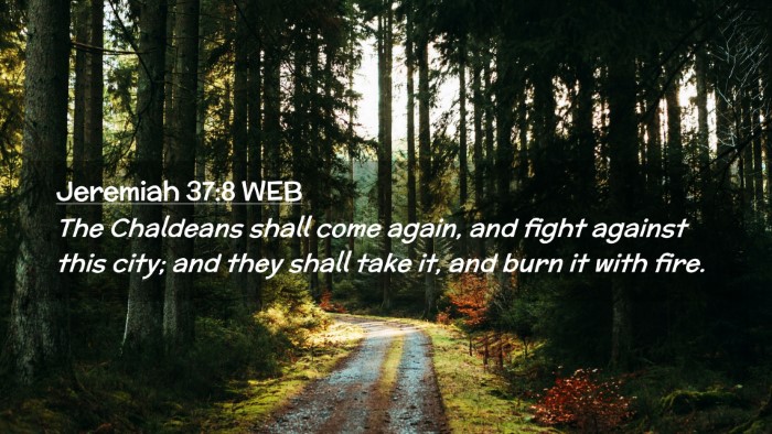 Picture 02 - Jeremiah 37:8 WEB Desktop Wallpaper - The Chaldeans shall come again, and fight against - Desktop Bible Verse Wallpaper