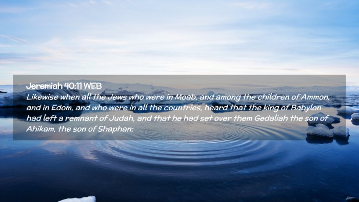 Picture 02 - Jeremiah 40:11 WEB Desktop Wallpaper - Likewise when all the Jews who were in Moab, and - Desktop Bible Verse Wallpaper
